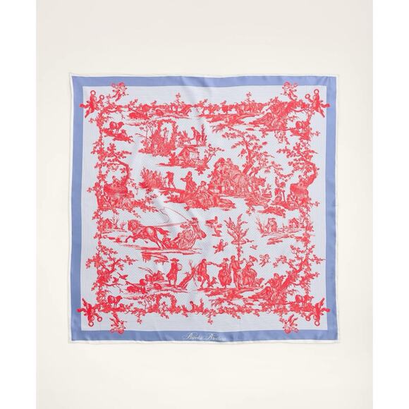 Brooks Brothers Silk Scarf Horse & Carriage Motif New in box Toile Italy - Picture 1 of 10